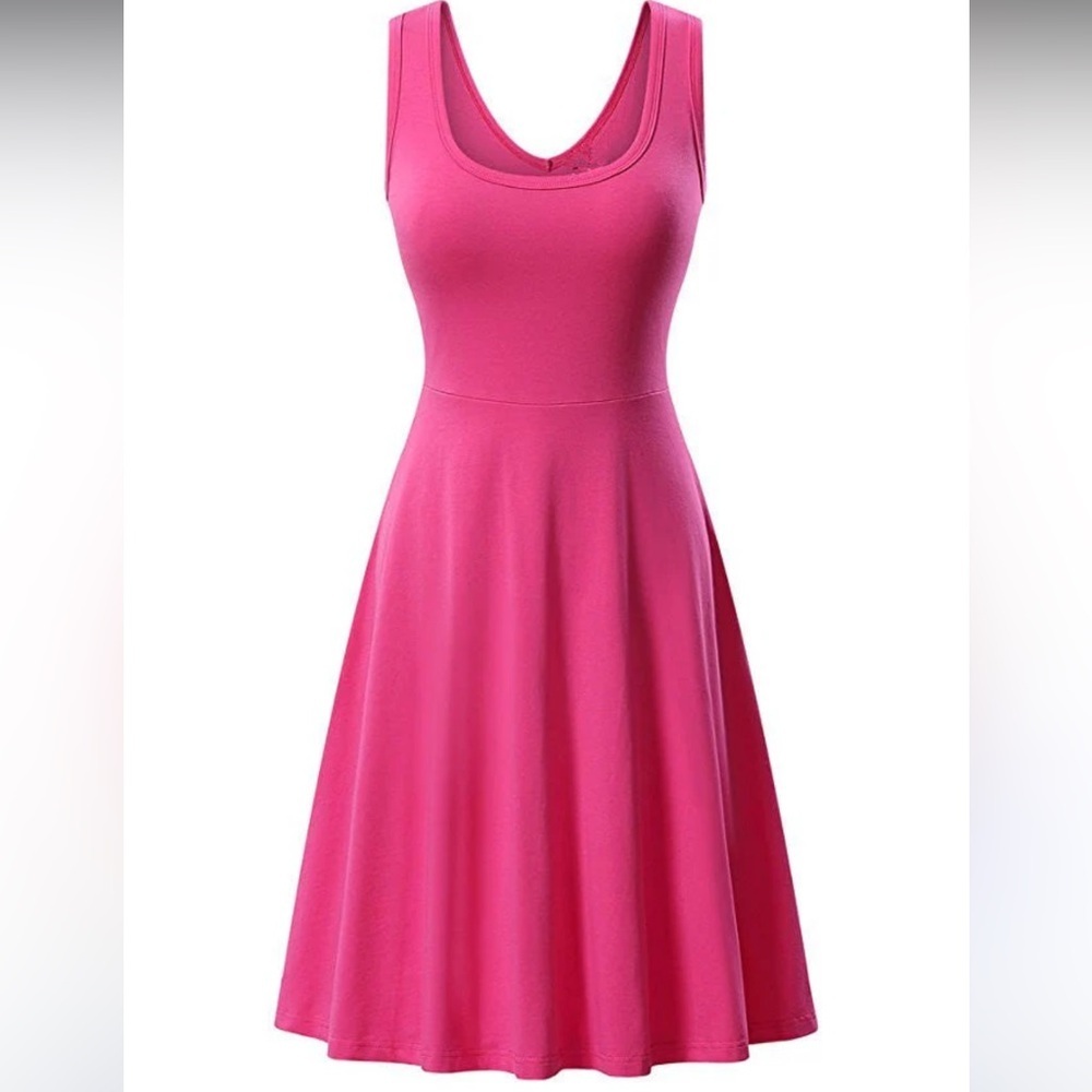 NEW HAUTE EDITION | Hot Pink Jersey Skater Tank Dress | Extra Large‎ (XL)